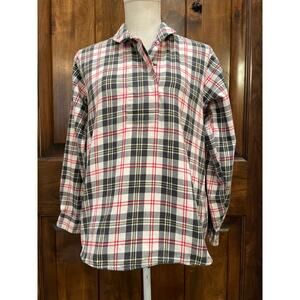 Vintage LL Bean Women’s Plaid Flannel 1/2 Button Down Medium